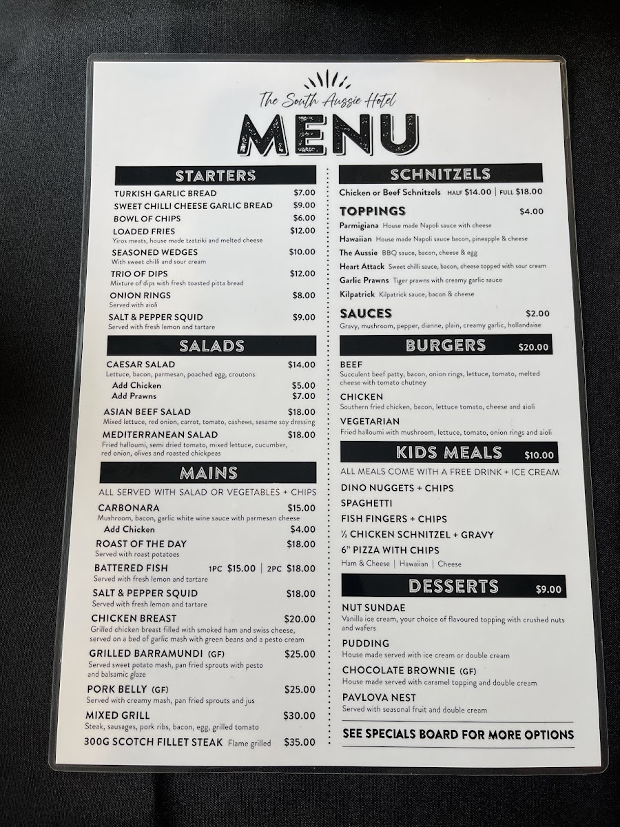 Menu South Australian Hotel-3